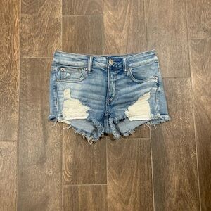 American Eagle Outfitters Light Blue Distressed Jean Shorts